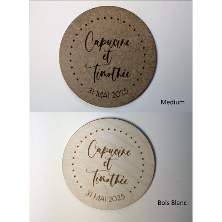 Sous Verre 2 personnalisations : nom des mariés et date du mariage (modèle Clem)