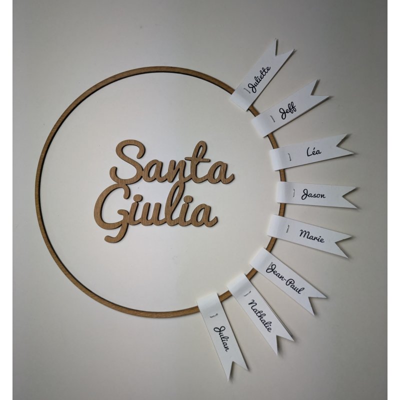 1 Nom de table + 1 cercle + 8 étiquettes pour plan de table suspendu