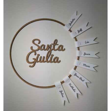1 Nom de table + 1 cercle + 8 étiquettes pour plan de table suspendu