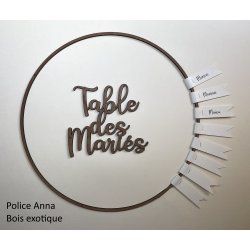 1 Nom de table + 1 cercle + 8 étiquettes pour plan de table suspendu