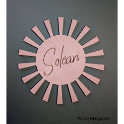 Soleil, de 15 à 40 cm de diamètre,  gravé au prénom