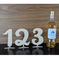 Numéro en Chiffres, en bois, sur socle court, police Fred