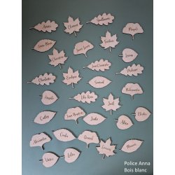 Feuille,  Marque Place en bois gravé.