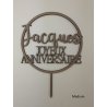 Cake Topper  Joyeux Anniversaire dans un cercle, en bois.