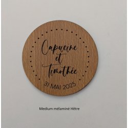 Sous Verre 3 personnalisations : nom des mariés, date du mariage et prénom de l'invité (modèle Clem)