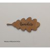 Feuille,  Marque Place en bois gravé.