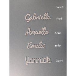 Prénom, marque place, en Plexi Blanc et Couleurs