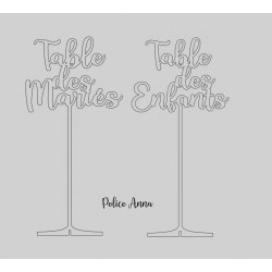 Nom de Table des Mariés ou Enfants, en Plexiglass transparent ou de couleur, sur pic ou support