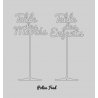 Nom de Table des Mariés ou Enfants, en Plexiglas transparent, or et couleurs, sur pic ou support
