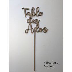 Nom de Table des Mariés ou Enfants, en Bois, sur pic ou support