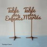 Nom de Table des Mariés ou Enfants, en Bois, sur pic ou support