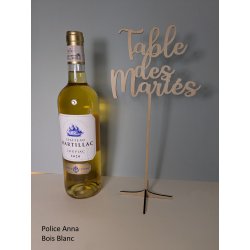 Nom de Table des Mariés ou Enfants, en Bois, sur pic ou support