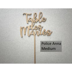 Nom de Table des Mariés ou Enfants, en Bois, sur pic ou support