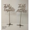 Nom de Table des Mariés ou Enfants, en Bois, sur pic ou support