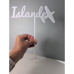 Nom de table Personnalisé avec un Avion, en PLEXI, sur pic ou support