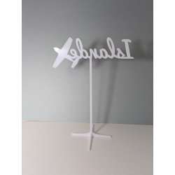 Nom de table Personnalisé avec un Avion, en PLEXI, sur pic ou support