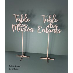 Nom de Table des Mariés ou Enfants, en Bois, sur pic ou support