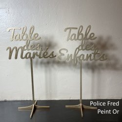 Nom de Table des Mariés ou Enfants, en Bois peint, sur pic ou support