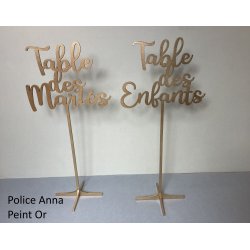 Nom de Table des Mariés ou Enfants, en Bois peint, sur pic ou support