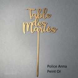 Nom de Table des Mariés ou Enfants, en Bois peint, sur pic ou support