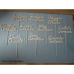 Nom de table Personnalisé, en Bois, sur pic ou support