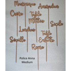 Nom de table Personnalisé, en Bois, sur pic ou support