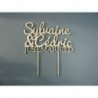Cake Topper Mariage, Just Married, en bois ou peint Or, police Fred.