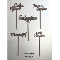 Nom de table Personnalisé avec un Avion, en Bois, sur pic ou support