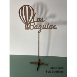 Nom de table Personnalisé avec un Avion, en Bois, sur pic ou support