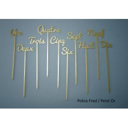 Numéro en Lettres en bois, en couleurs, sur pic ou support