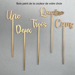 Numéro en Lettres en bois, en couleurs, sur pic ou support