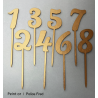 Numéro en chiffre en bois peint de couleurs, sur pic ou support