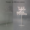 Nom de Table des Mariés ou Enfants, en Plexiglas transparent, or et couleurs, sur pic ou support