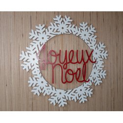 Couronne de Noël , Couronne de Flocons , Joyeux Noël, en bois