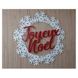 Couronne de Noël , Couronne de Flocons , Joyeux Noël, en bois