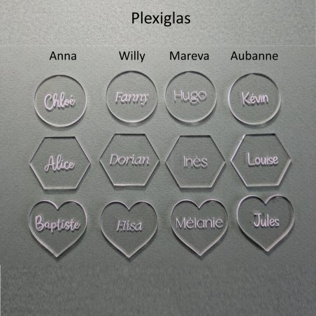 Marque Place , en plexiglas gravé. (forme simple)