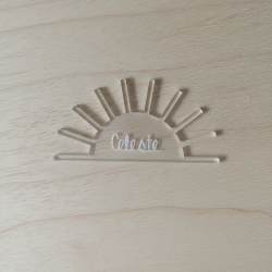 Demi-Soleil,  marque-place en bois gravés ou plexi