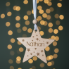 Boule de Noël en bois personnalisée - Rond ou Etoile