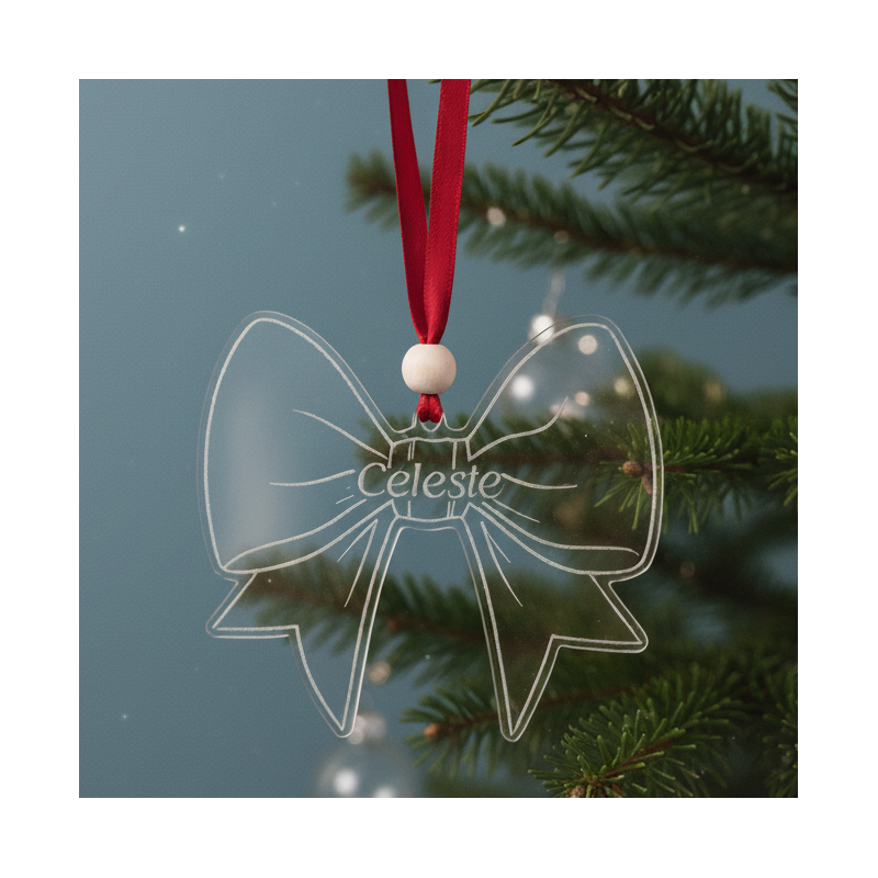 Nœud, Boule  personnalisée décoration du sapin de Noël plexiglas transparent