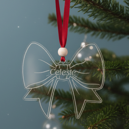 Nœud, Boule  personnalisée décoration du sapin de Noël plexiglas transparent