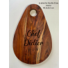 Chef(fe) + prénom, Planche en Acacia, gravée.