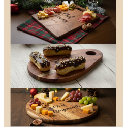 Chef(fe) + prénom, Planche en Acacia, gravée.