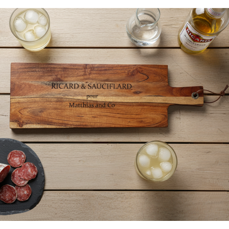 Ricard & Sauciflard  "Votre prénom" and co ,  Planche en Acacia