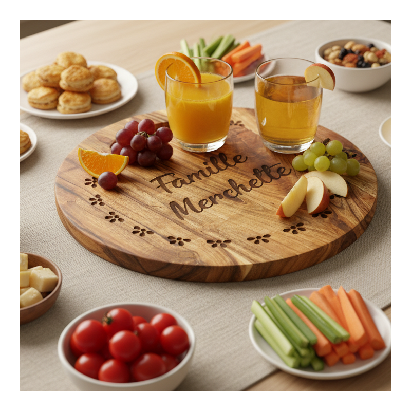 Planche en Acacia personnalisée - Nom de Famille