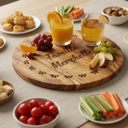 Famille "votre nom", planche en Acacia