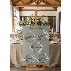 1 Nom de table + 1 cercle + 8 étiquettes pour plan de table dans des cercles