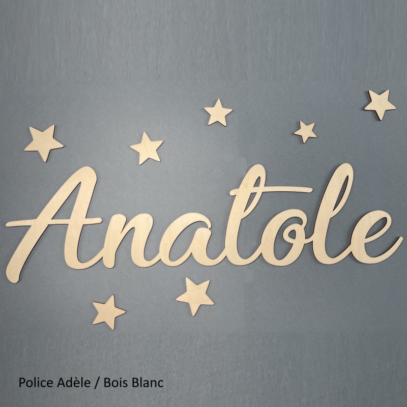 Grand Prénom en bois, police Adèle à partir de