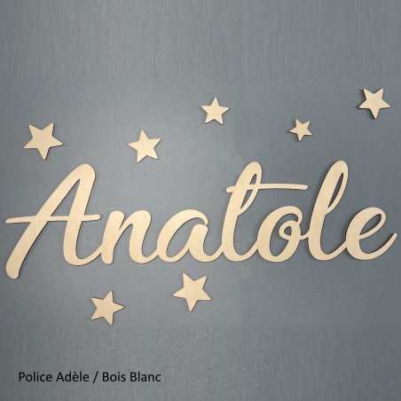 Grand Prénom en bois, police Adèle à partir de