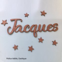 Grand Prénom en bois, police Adèle à partir de