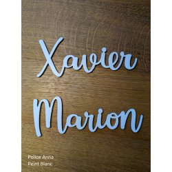 Grand prénom en bois peint, police Anna, à partir de :